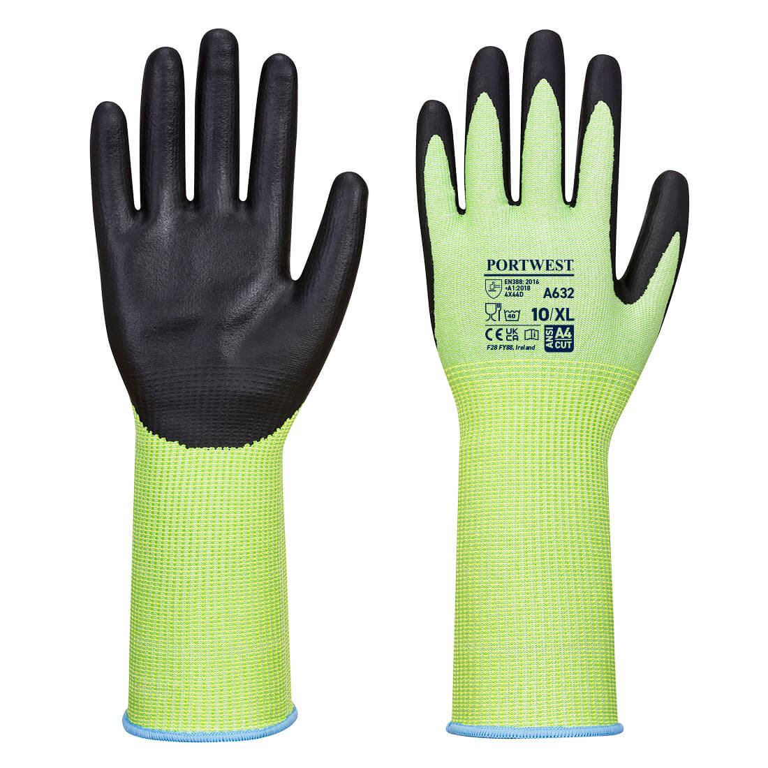Grüner Schnittschutzhandschuh Lange Stulpe