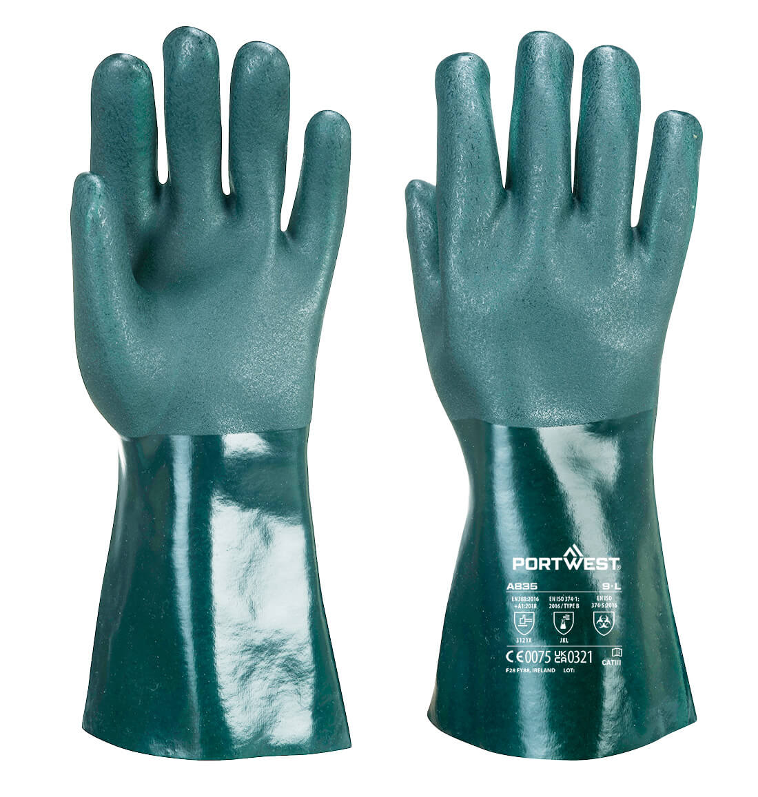 Doppelt beschichteter PVC Schutzhandschuh 35cm