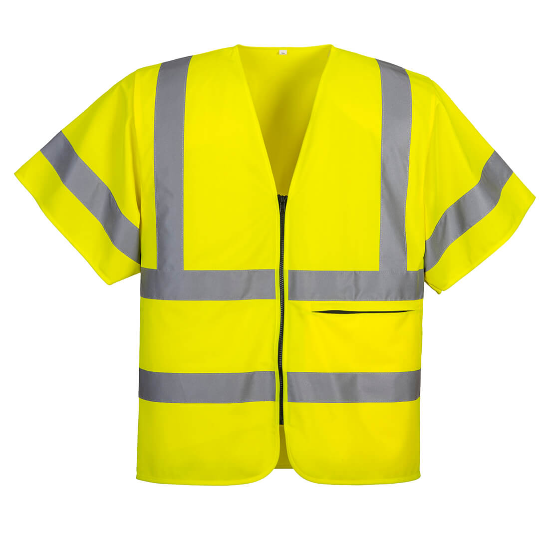Hi-Vis Weste mit Schulterreflexband und Reißverschluss kurzarm