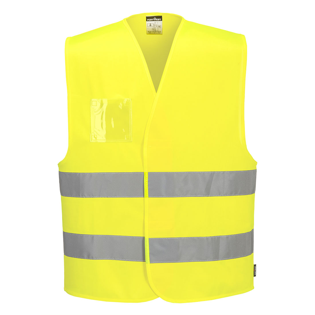 Hi-Vis Weste mit dualer Ausweistasche und zwei Reflexstreifen