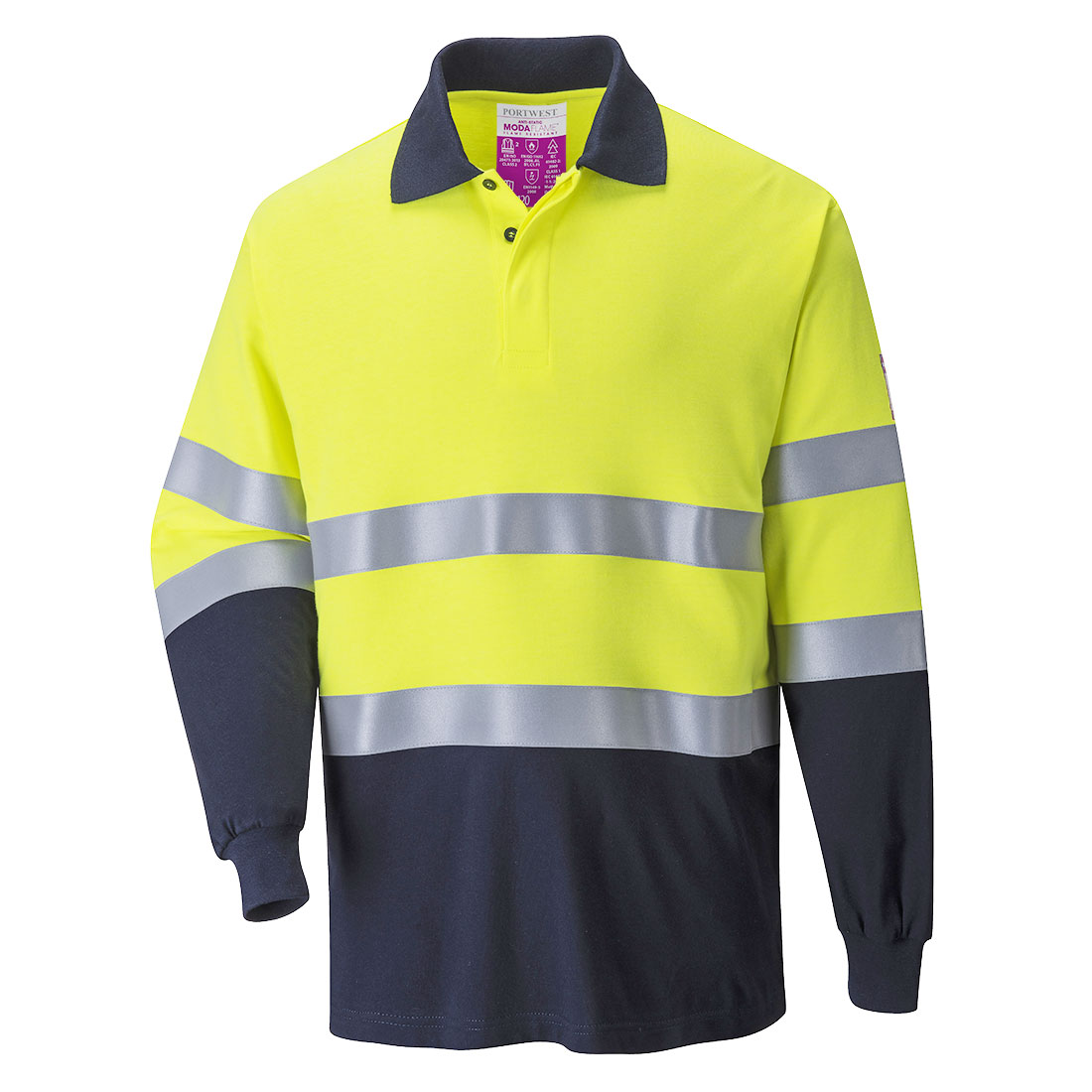 Modaflame Knit Hi-Vis Kontrast FR Poloshirt Langarm