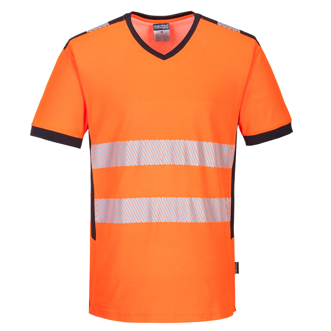 PW3 Hi-Vis T-Shirt mit V-Ausschnitt und Mesheinsatz kurzarm