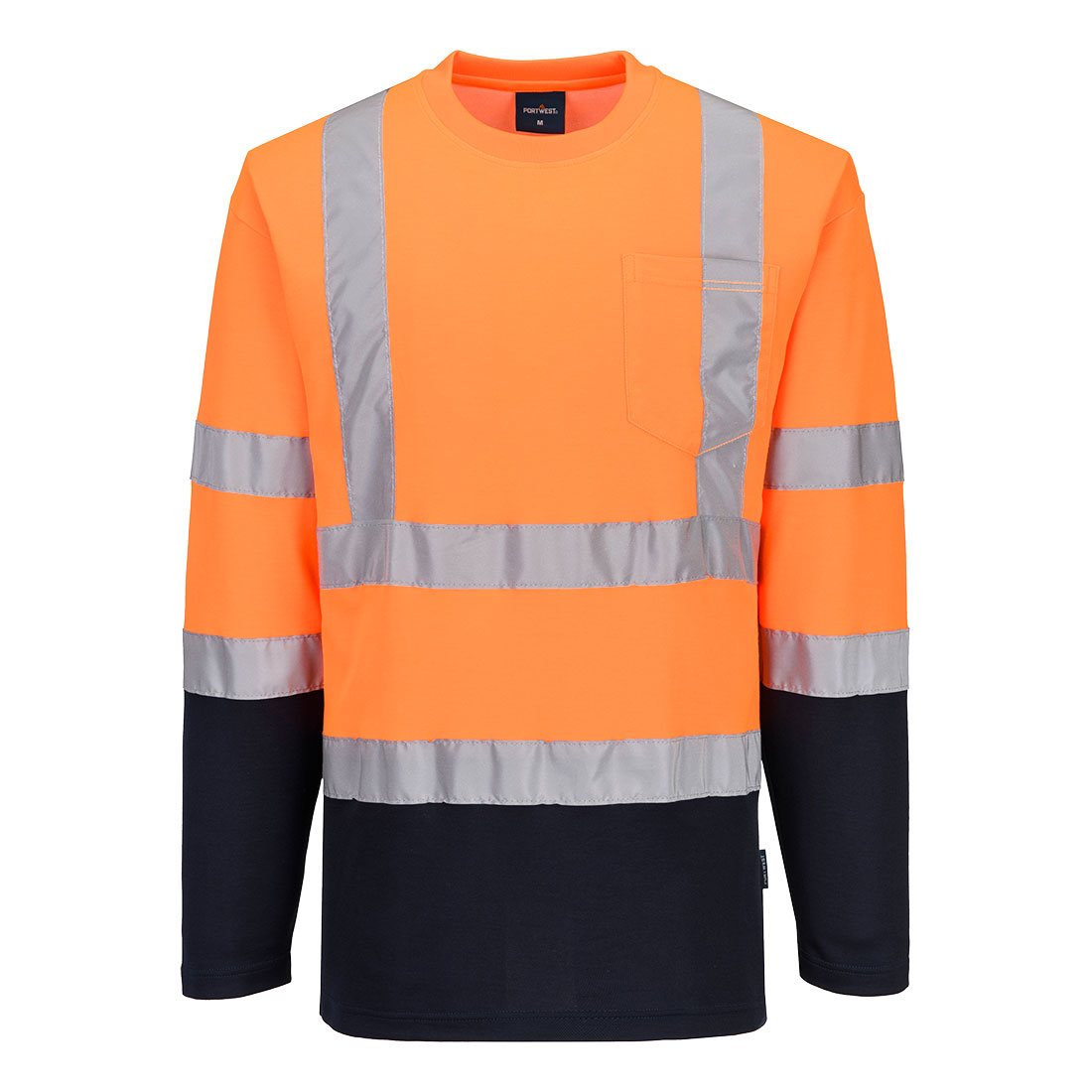 Hi-Vis Cotton Comfort Kontrast T-Shirt Langarm