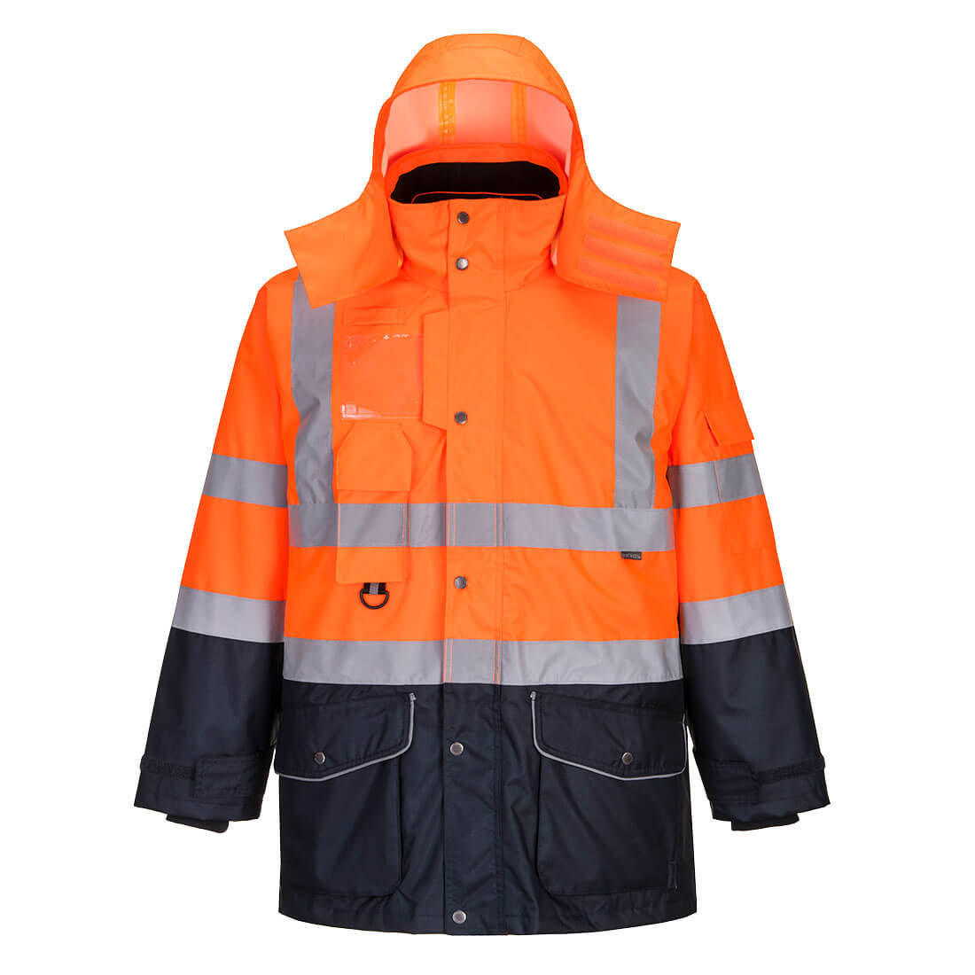 Hi-Vis 7-in-1 Kontrast Verkehrsjacke atmungsaktiv